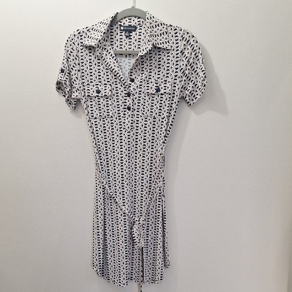 Valerie Bertinelli Geometric Beige and Black Dress Size 6